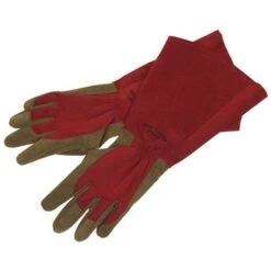 Rose Gloves, Ruby With Olive Palm, Size Medium By West County