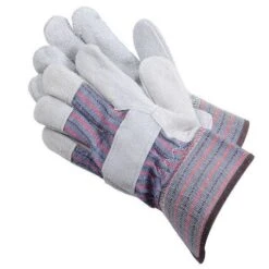 Leather/Cotton Ticking Work Glove LG