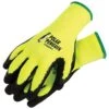 Cold Weather Lined Knit Gloves With Rubber Palm, High-Visibility Yellow, Size Large