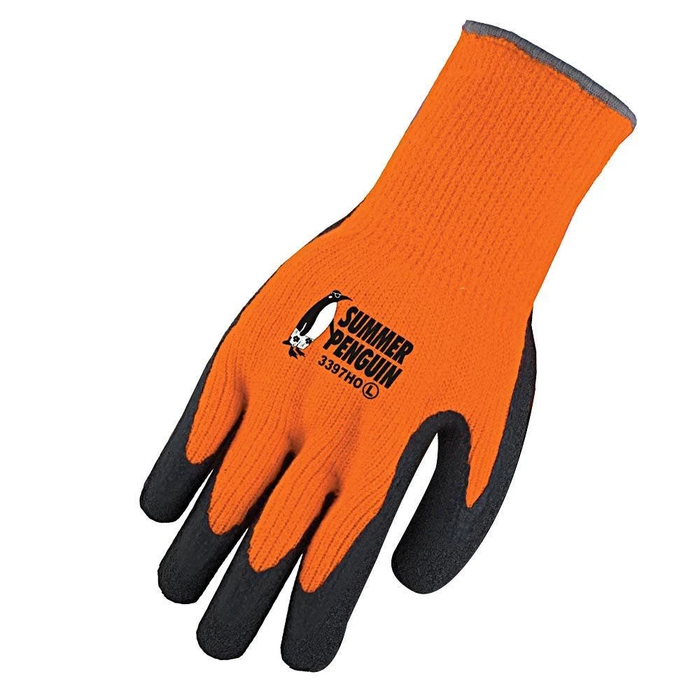 Orange Unlined, Warm Weather Hi-Viz Knit Gloves With Rubber Palm, Medium 2 Orange Unlined, Warm Weather Hi-Viz Knit Gloves With Rubber Palm, Medium - Image 2