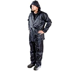 Premium Rainsuit With Polyester Coating, Blue, Size Large