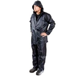 Premium Rainsuit With Polyester Coating, Blue, Size Extra Large