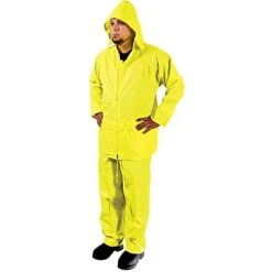 Premium Rainsuit With Polyester Coating, Yellow, Size Large