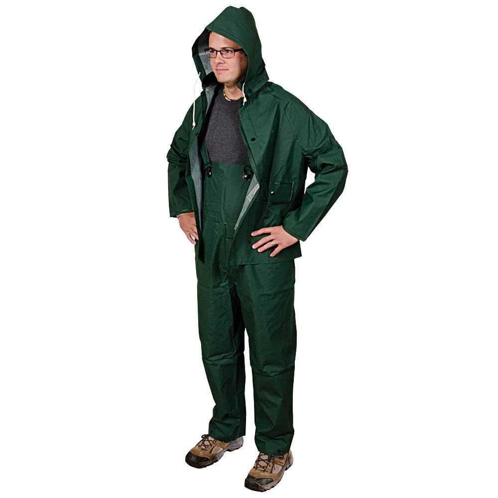 Sitex 3-Piece PVC On Polyester Rainsuit, Green, Size Medium By ONGUARD 1 Sitex 3-Piece PVC On Polyester Rainsuit, Green, Size Medium By ONGUARD