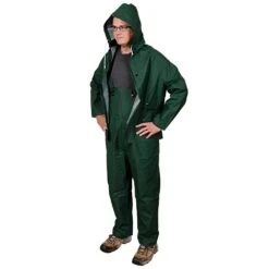 Sitex 3-Piece PVC On Polyester Rainsuit, Green, Size Extra Large By ONGUARD