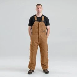 Original Washed Insulated Bib Overalls, Brown, Size Small By Berne