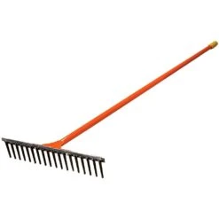 Steel 18 Tine Straight Rake By A.M. Leonard, 18in Width X 66in Handle, Lifetime Warranty
