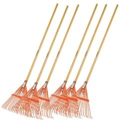 Bulk Pack Of 6Rakes - Spring Rakes With 18-Tine Steel Head And American Ash Handle By A.M. Leonard