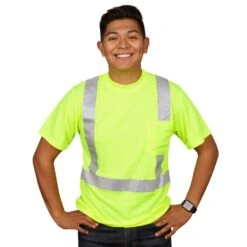 Class II Birdseye Mesh Short Sleeve Tee, ANSI Type II, Lime, Size Large By Cordova -A.M. Leonard Tools Shop v411l am 2