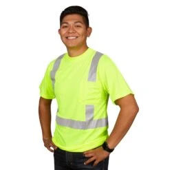 Class II Birdseye Mesh Short Sleeve Tee, ANSI Type II, Lime, Size Large By Cordova -A.M. Leonard Tools Shop v411l am 3