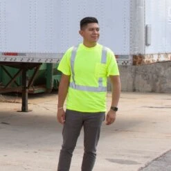 Class II Birdseye Mesh Short Sleeve Tee, ANSI Type II, Lime, Size Large By Cordova -A.M. Leonard Tools Shop v411l am 5