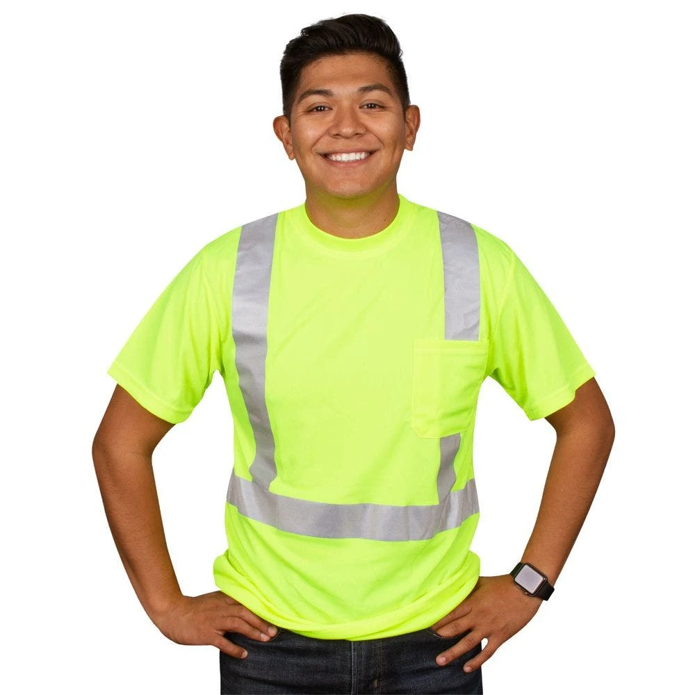Class II Birdseye Mesh Short Sleeve Tee, ANSI Type II, Lime, Size Medium By Cordova 3 Class II Birdseye Mesh Short Sleeve Tee, ANSI Type II, Lime, Size Medium By Cordova - Image 3