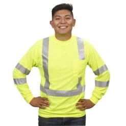 Class III Birdseye Mesh Long Sleeve Tee, ANSI Type II, Lime, Size 2X Large By Cordova -A.M. Leonard Tools Shop v5112xl am 2
