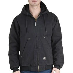 BERNE Original Washed Hooded Jackets, Black, Tall Sizes